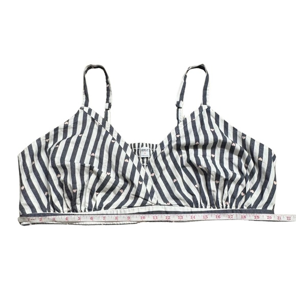 Old Navy Striped Mocked Cross-Front Poplin Bralette Pink Hearts Valentine’s Day - Picture 9 of 10